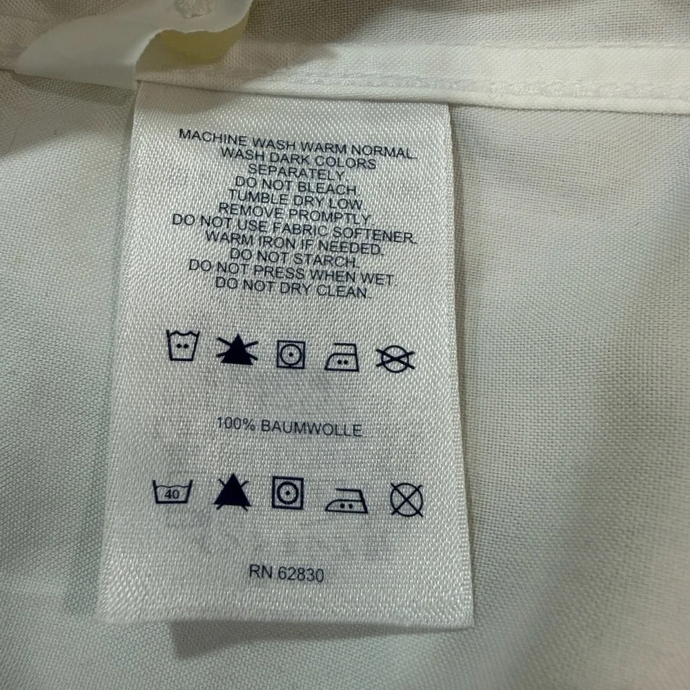 Lands End White Oxford Button Down Old Money Office Corporate Shirt Minimalist - Picture 7 of 8